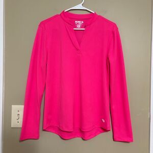 Reel Legends UPF 30 Freeline Mandarin Long Sleeve Top Hot Pink Medium